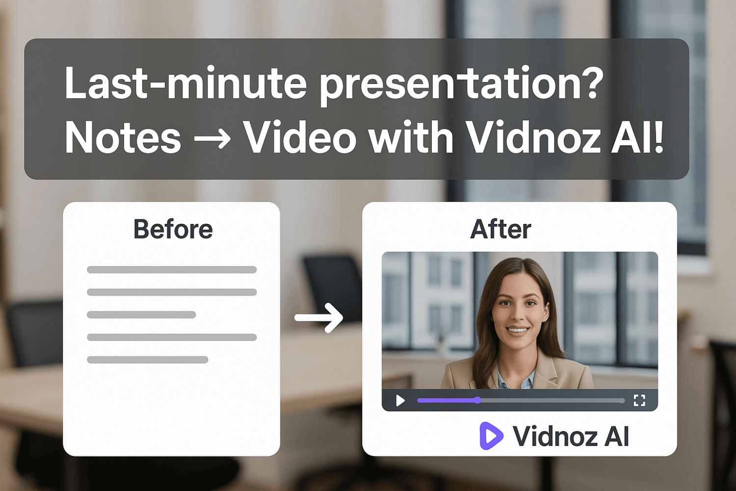 Vous êtes bloqué à créer des rapports ou à faire des promotions ? Avec Vidnoz, vous pouvez créer des vidéos soignées en quelques minutes : gagnez du temps, impressionnez votre équipe, travaillez plus intelligemment.