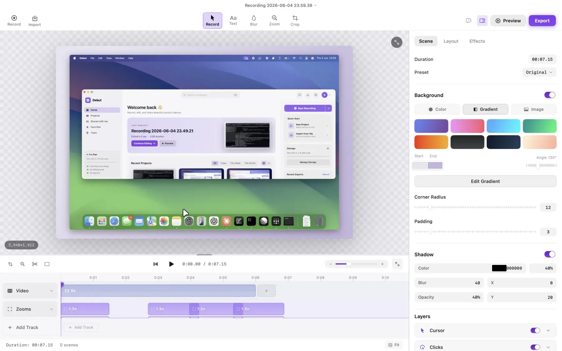 Debut Screenshot