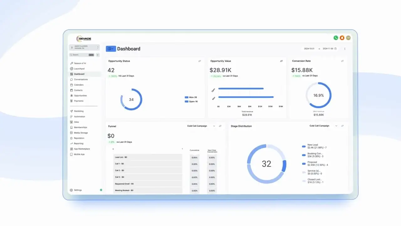 GEVADE CRM Screenshot