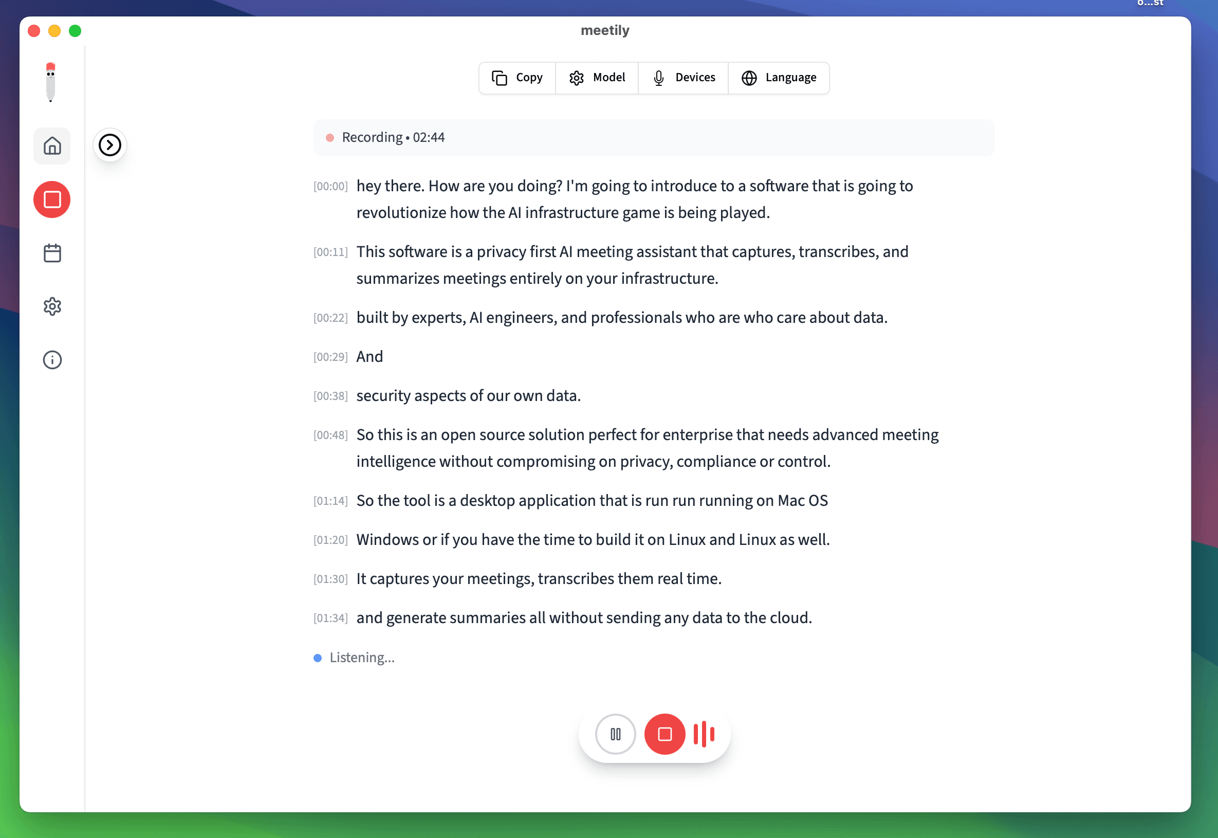 Meetily (Meetly AI) Screenshot