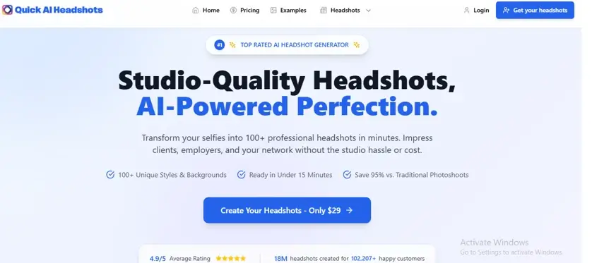 QuickAI Headshots Screenshot