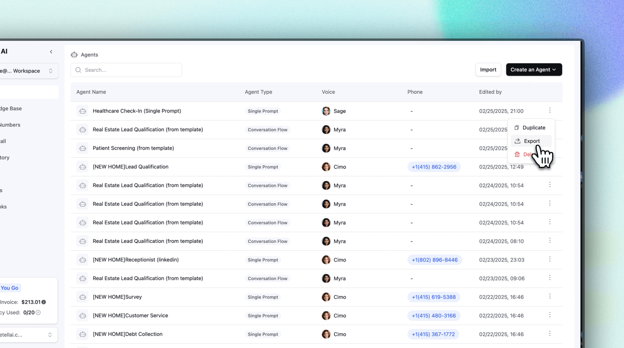 Retell AI Screenshot