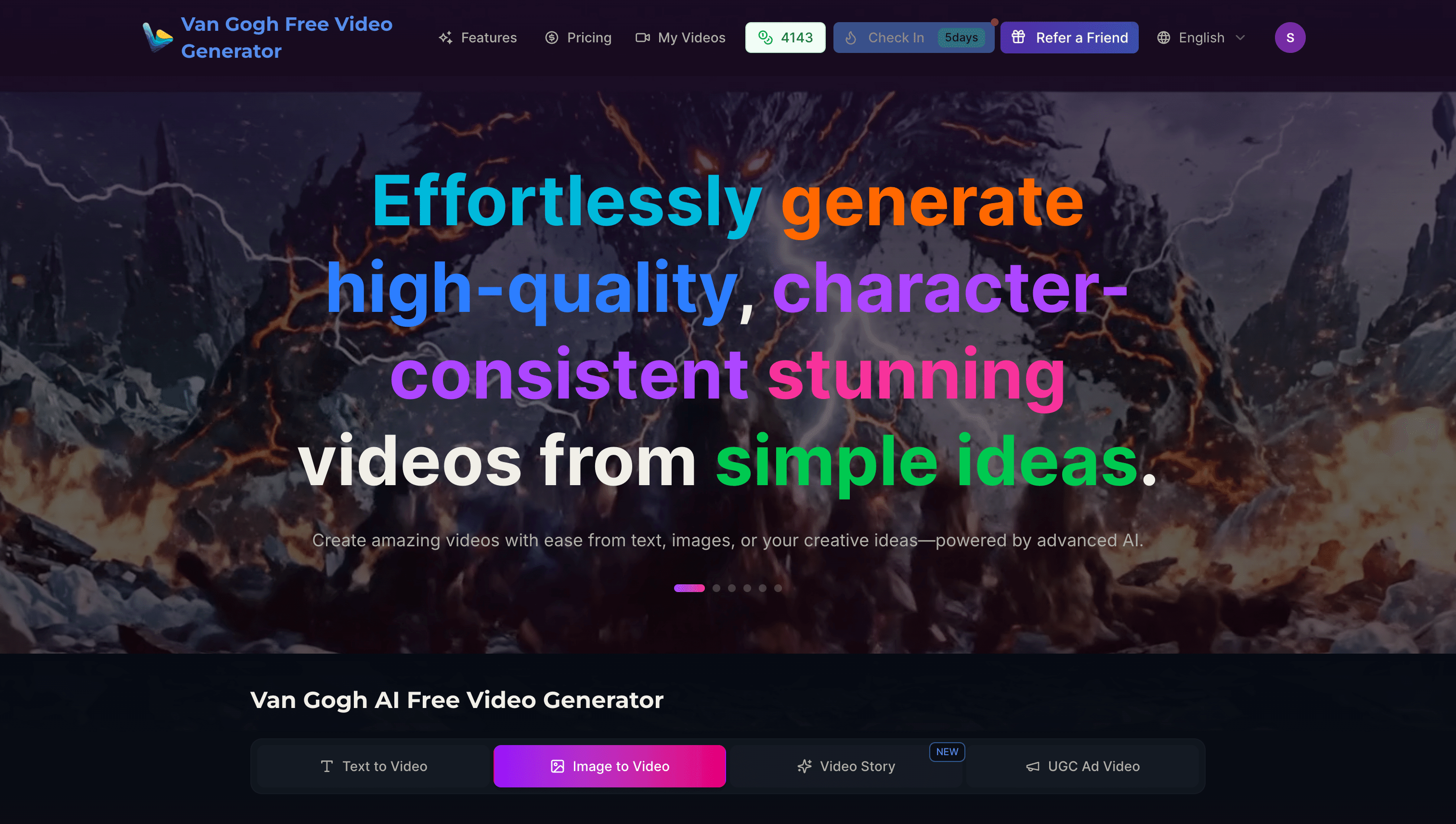 Van Gogh AI Video Generator Screenshot