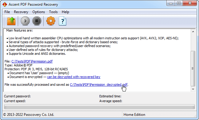 recover pdf password code