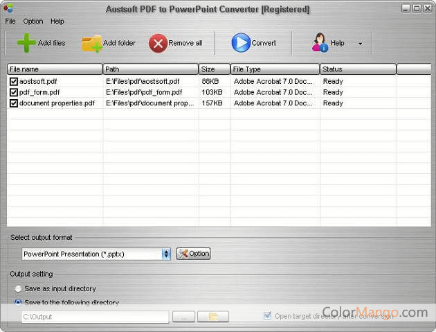 Aostsoft PDF to PowerPoint Converter Screenshot