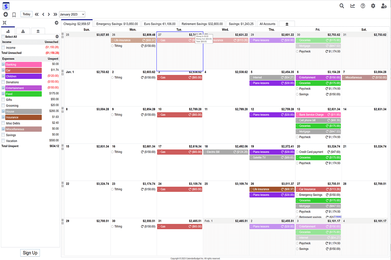 CalendarBudget Screenshot