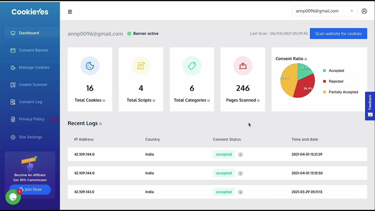 CookieYes Screenshot