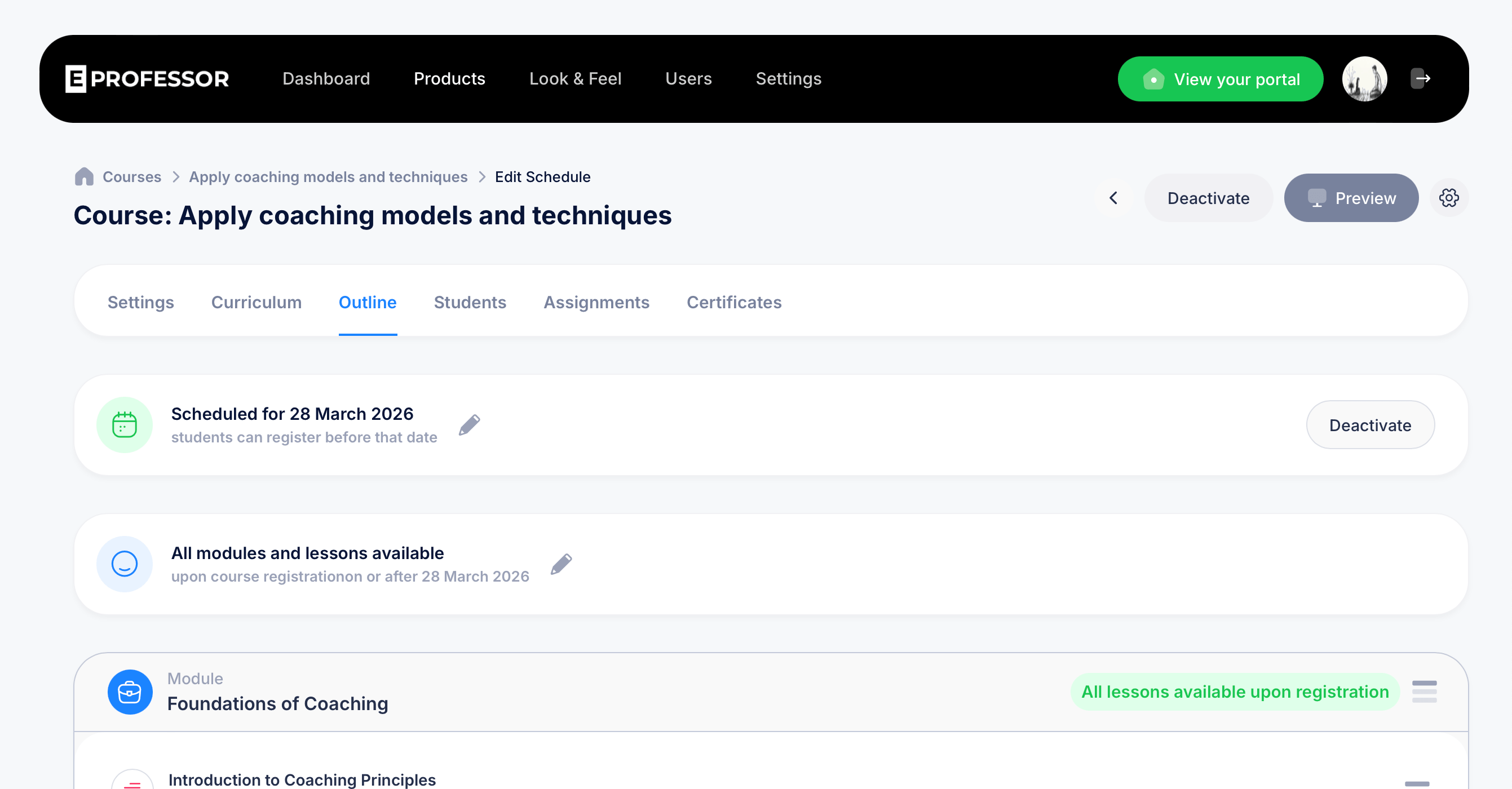 eProfessor Screenshot