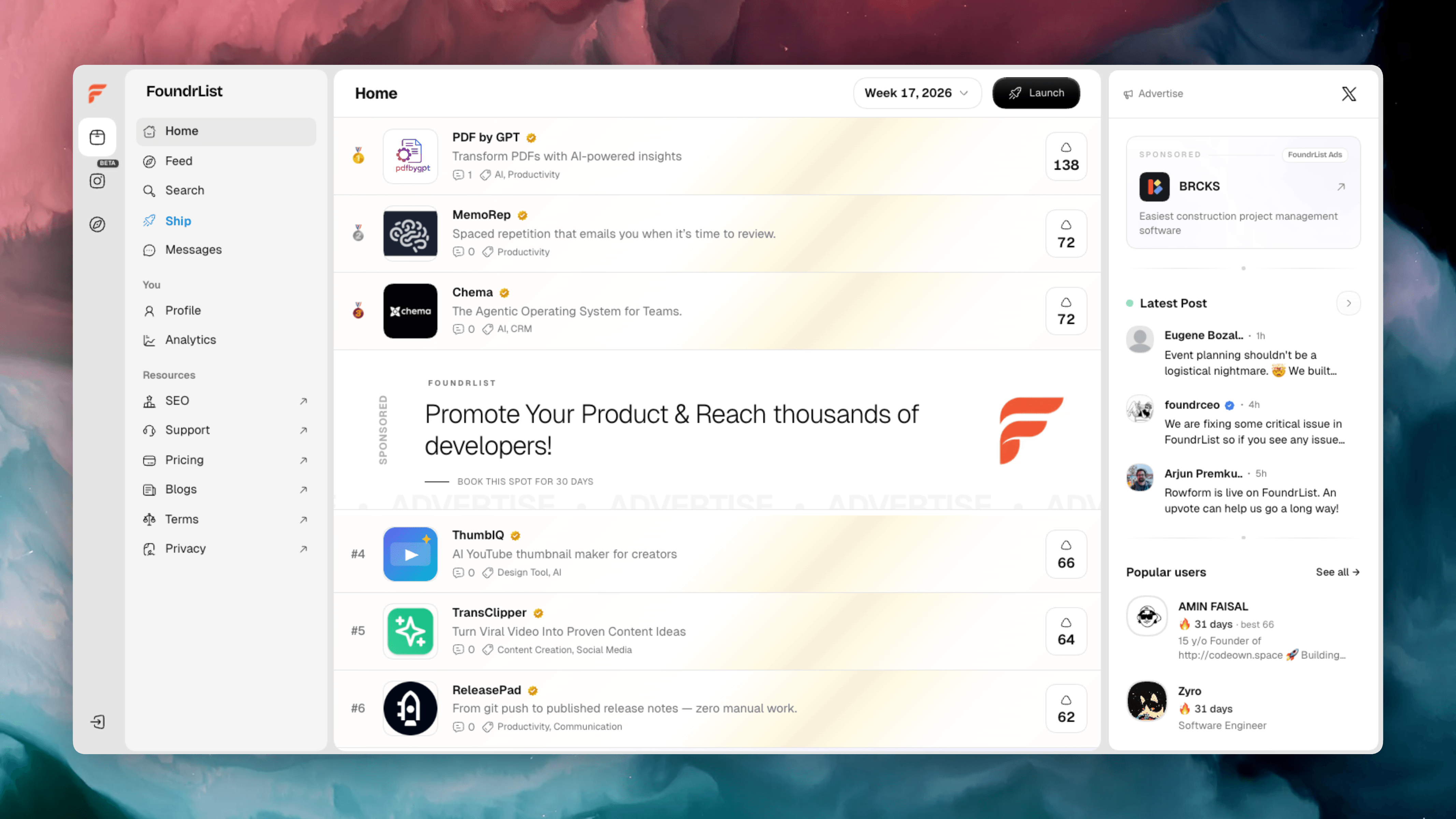 FoundrList Screenshot