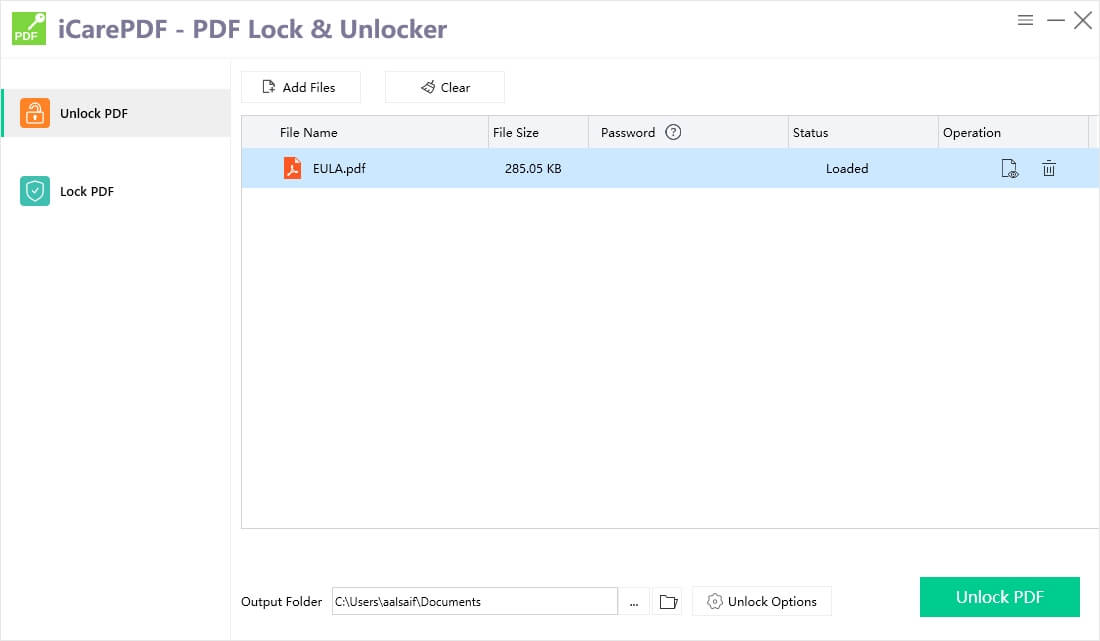 iCarePDF Unlocker & Lock Screenshot