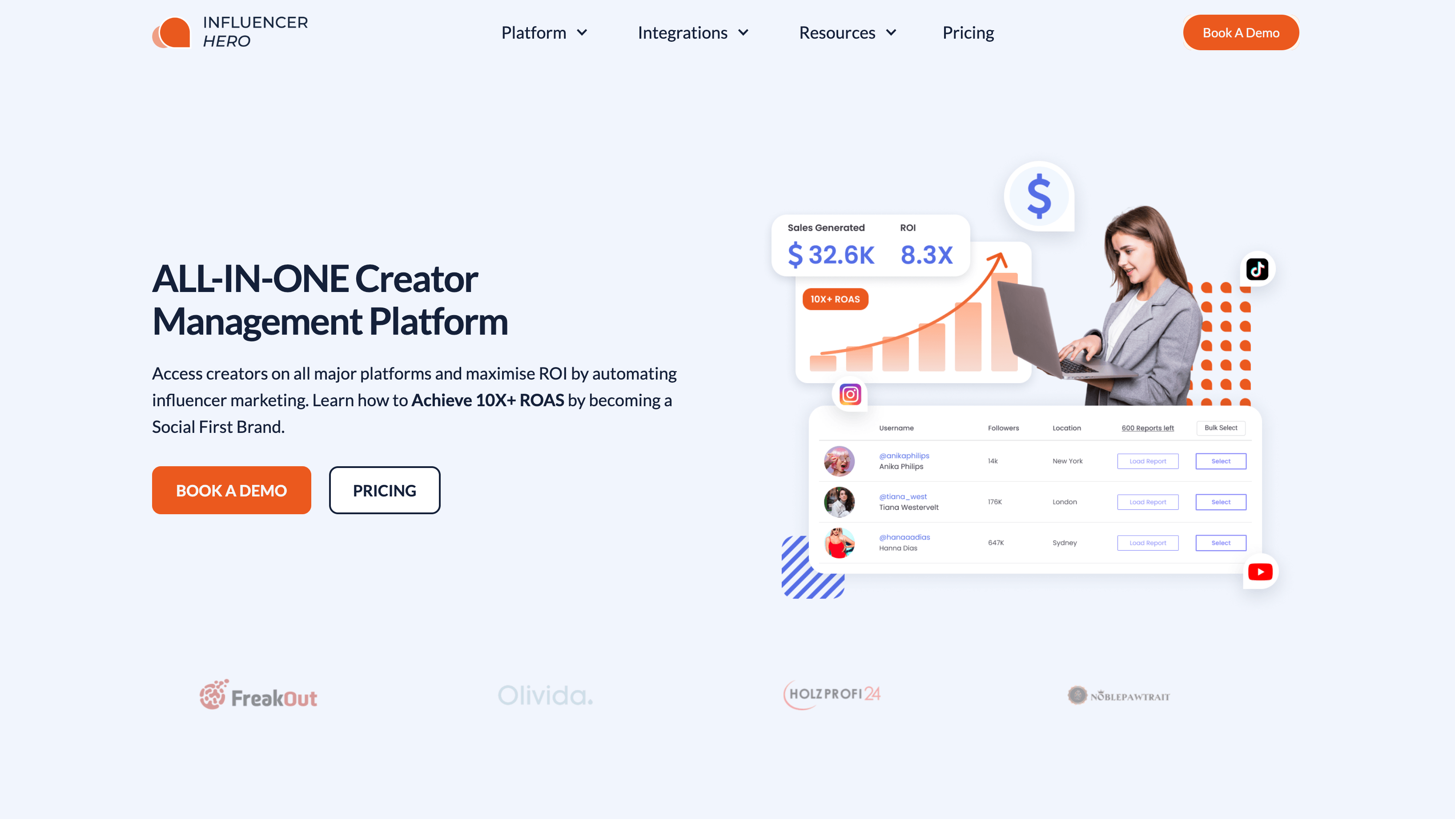 Influencer Hero Screenshot