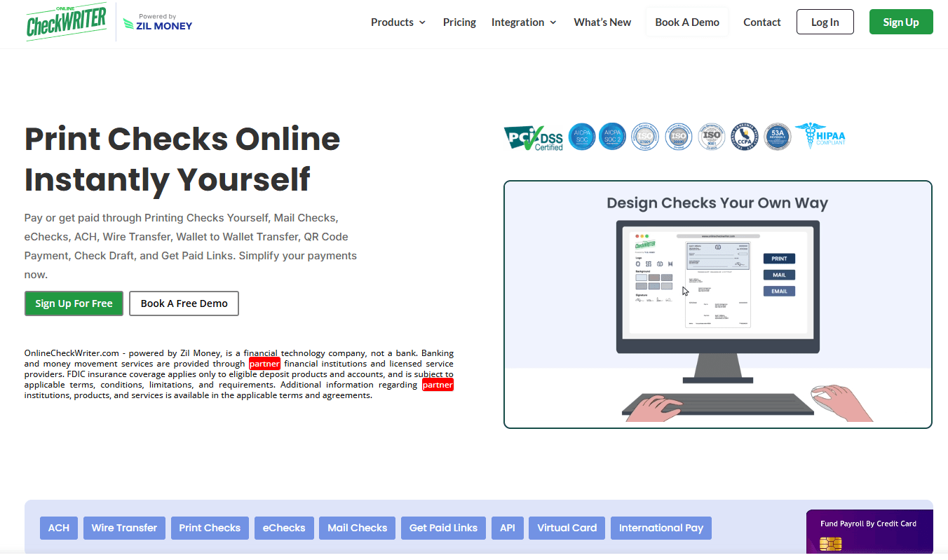 Online Check Writer Screenshot