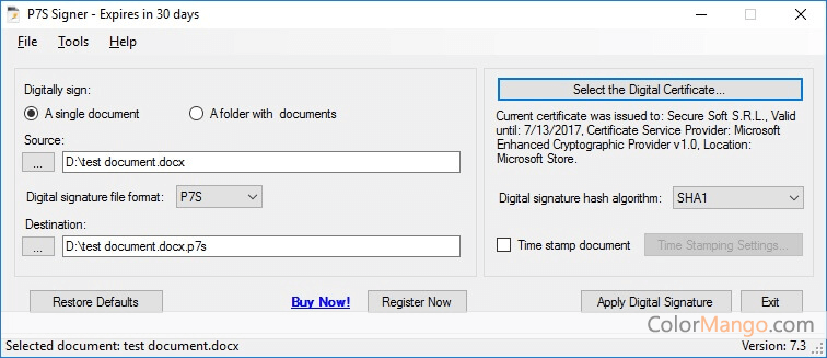 P7S Signer Screenshot