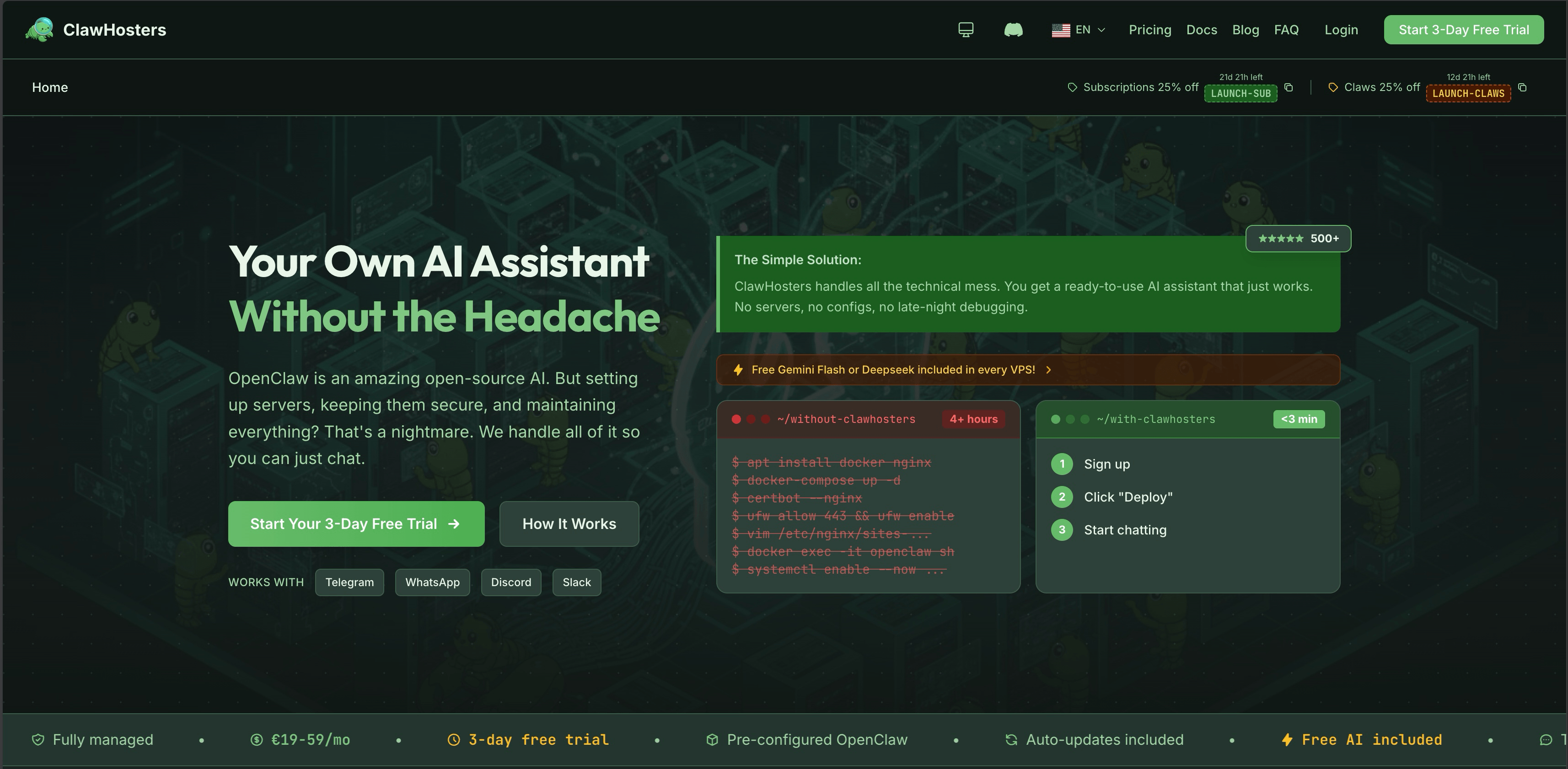 ClawHosters Screenshot