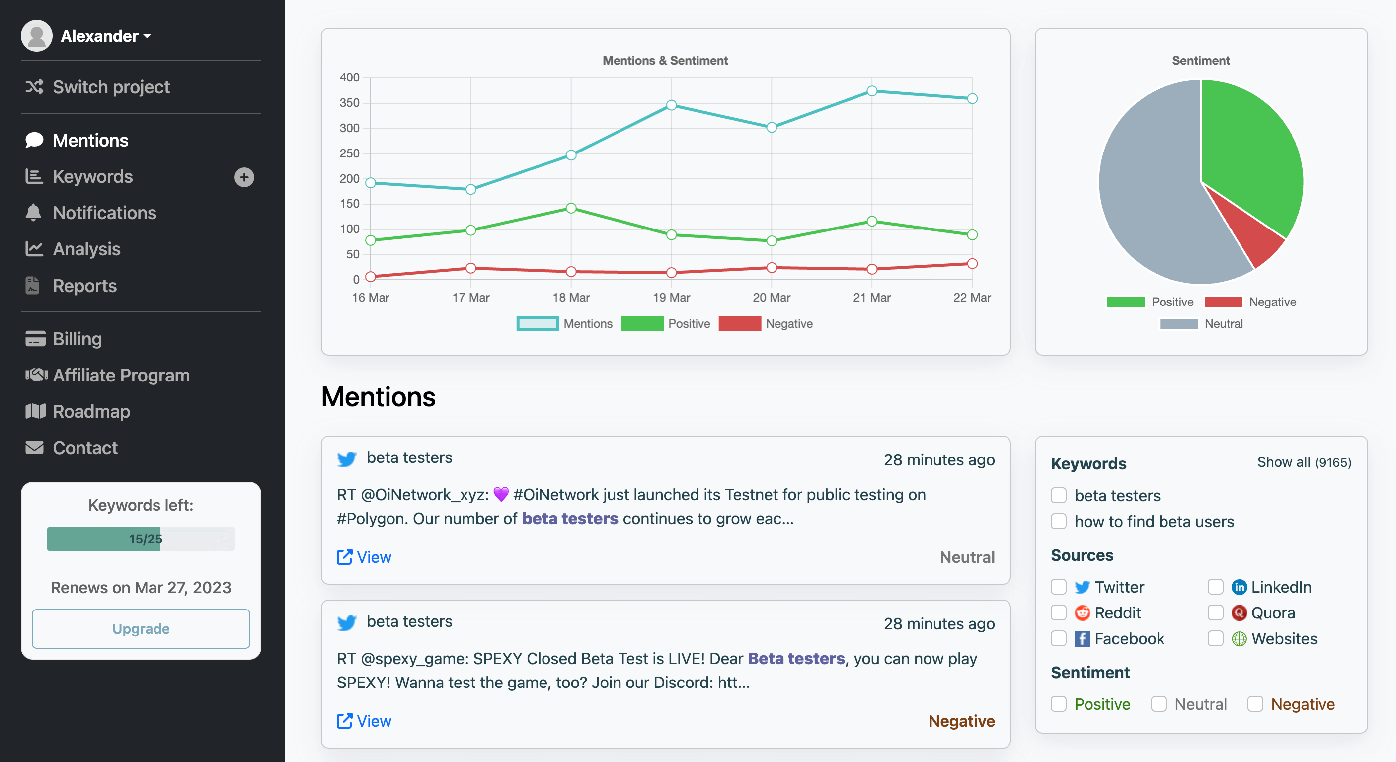 Mention Tools Screenshot