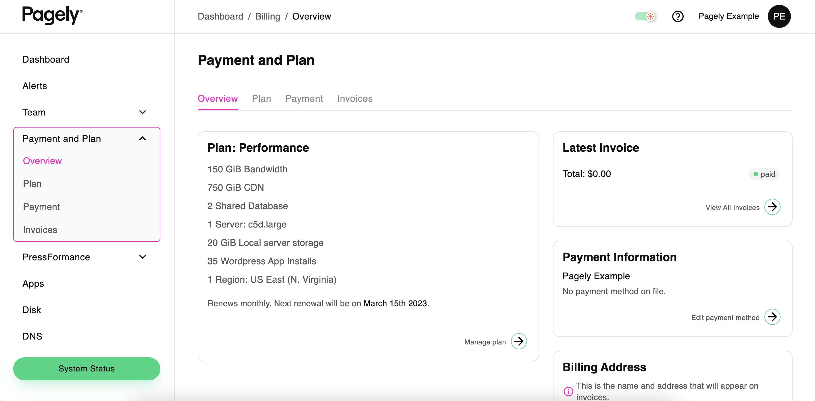 Pagely Screenshot