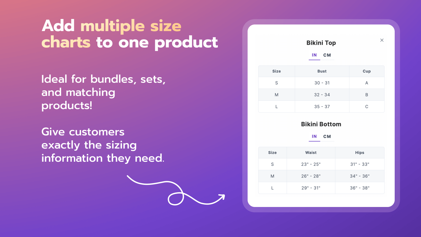 Platmart Size Chart Screenshot