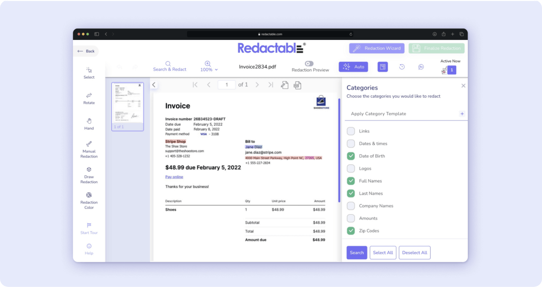 Redactable Discount Coupon Code