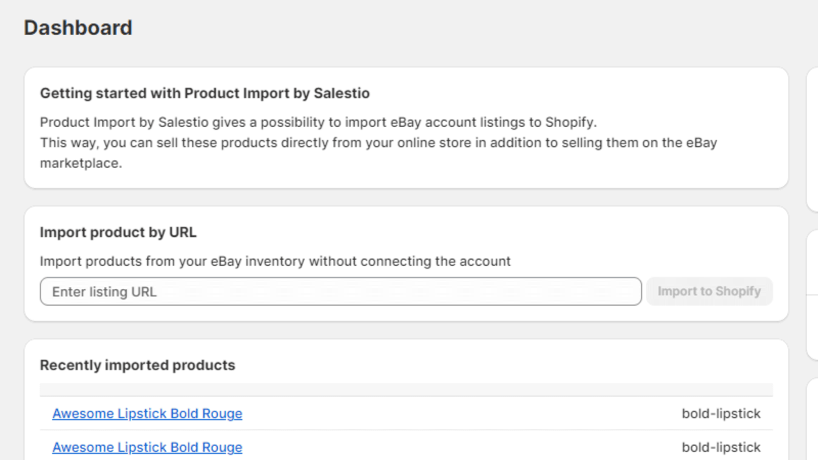 Salestio eBay & Etsy Import Screenshot