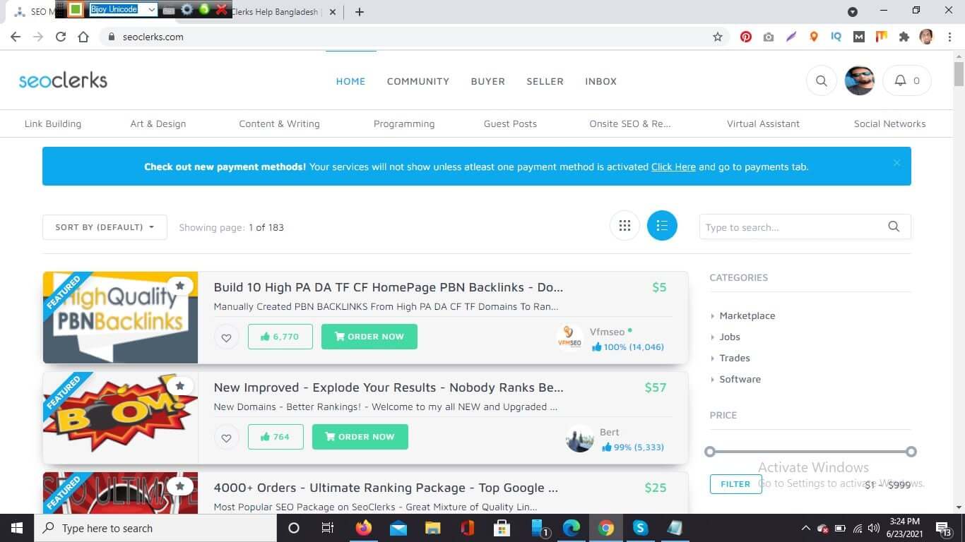 SEOClerks Screenshot