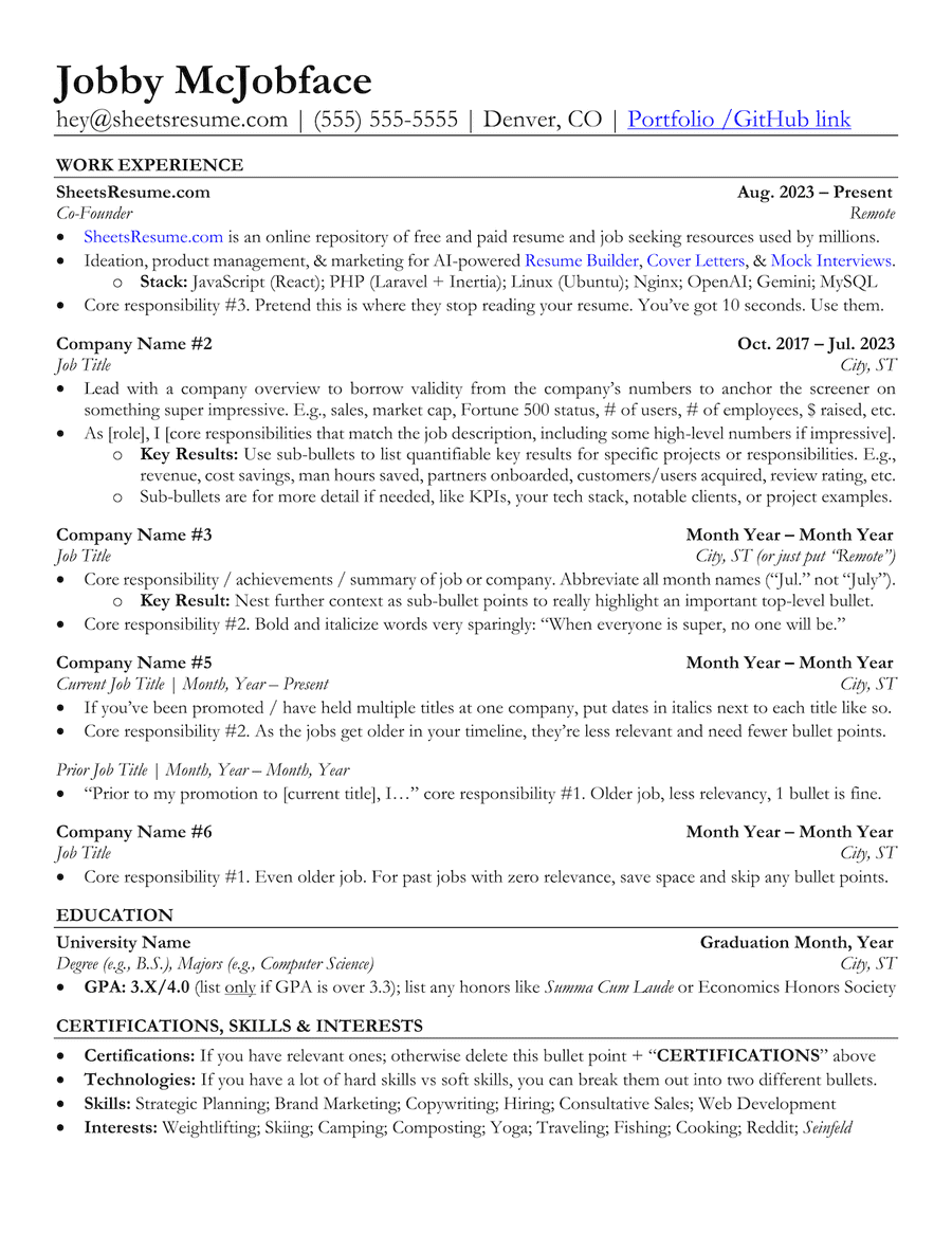 Sheets Resume Discount Coupon Code