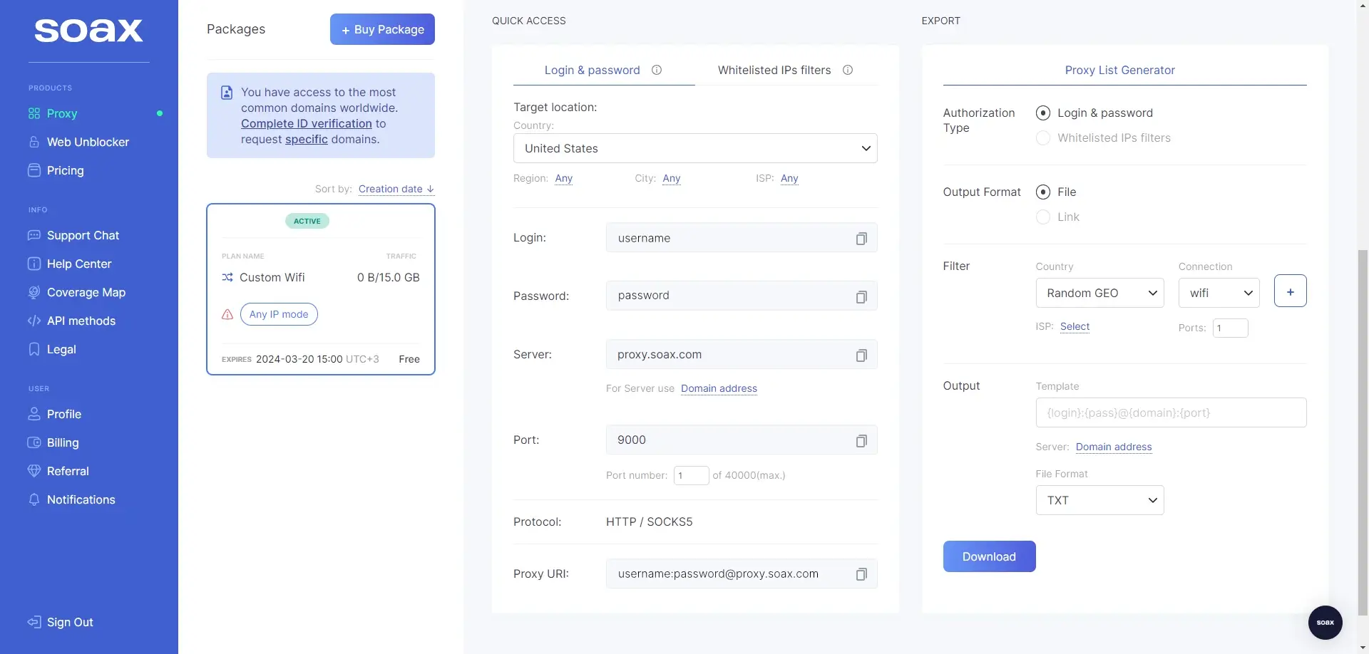 SOAX Screenshot
