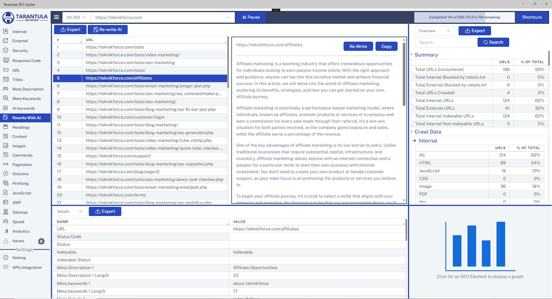 Tarantula SEO Spider Screenshot
