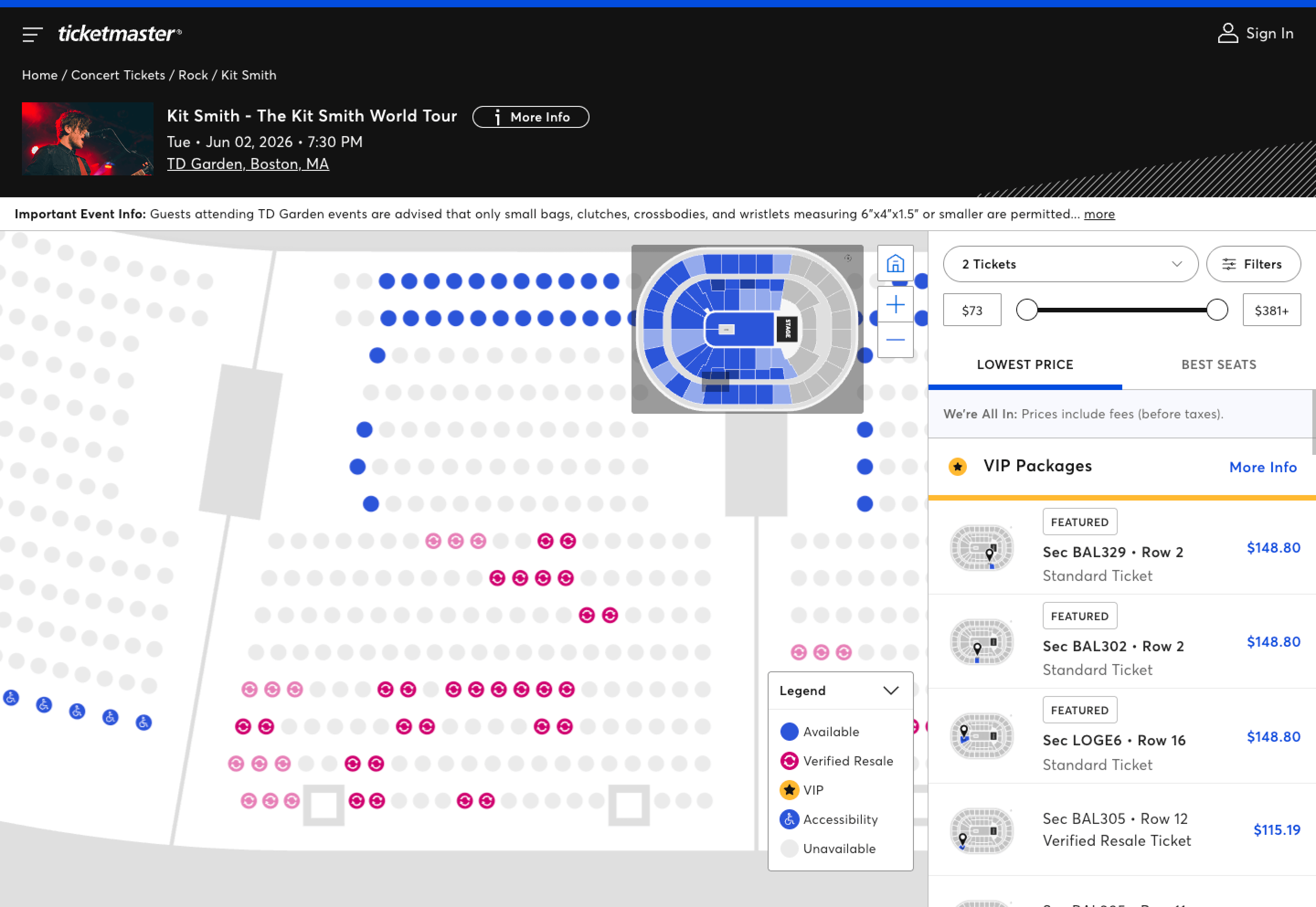 TicketMaster Screenshot
