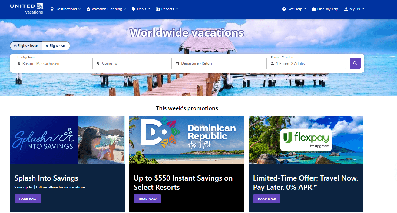 United Vacations Screenshot
