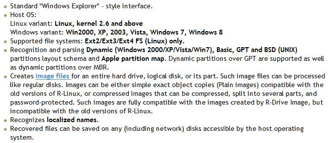 R-Linux Free Recovery Feature