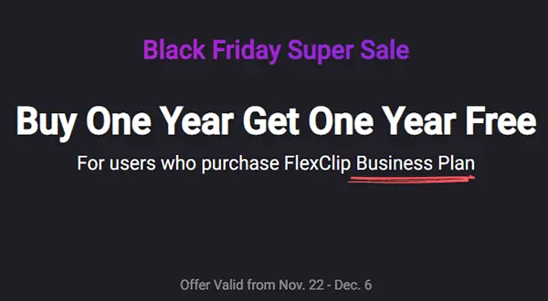 <b>FlexClip</b> Black Friday Discount Coupon & Promo Code - Save $480 for FlexClip Business Annual Plan