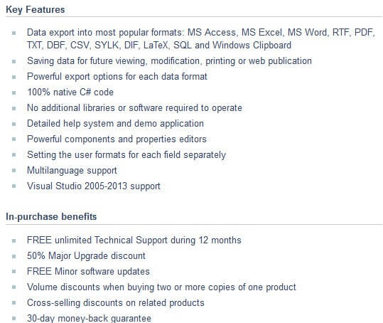 EMS Advanced Data Export .NET Feature
