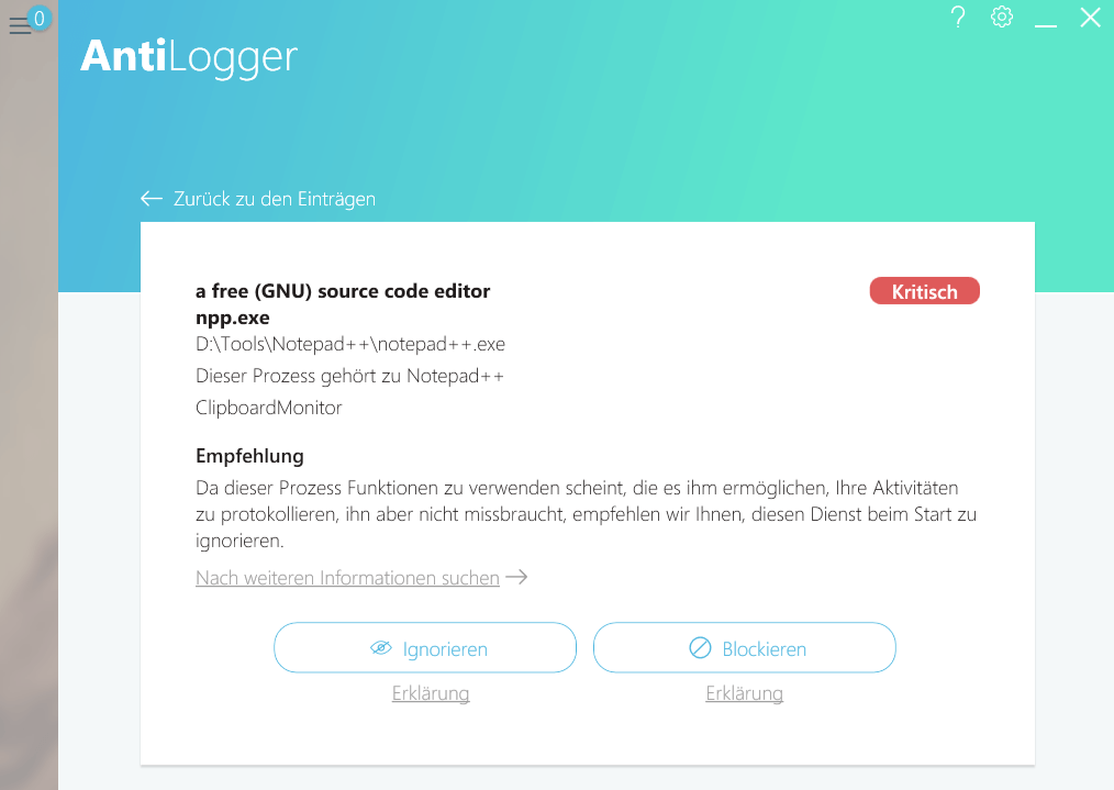 Abelssoft AntiLogger Screenshot