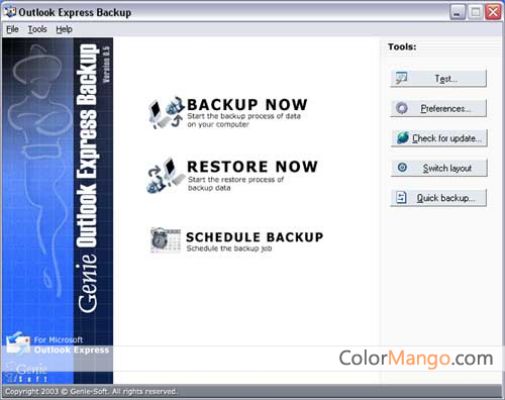 Genie Outlook Express Backup Free Shopping & Trial Screenshot