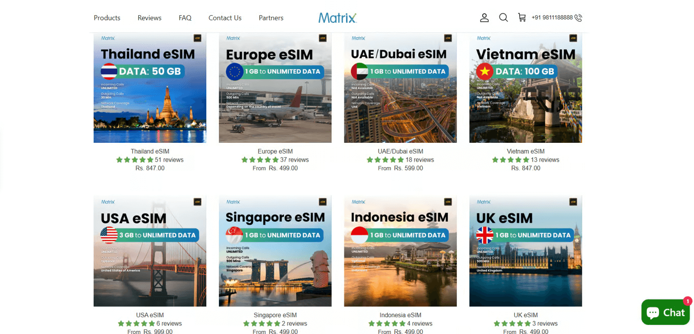 Matrix eSIMS Screenshot