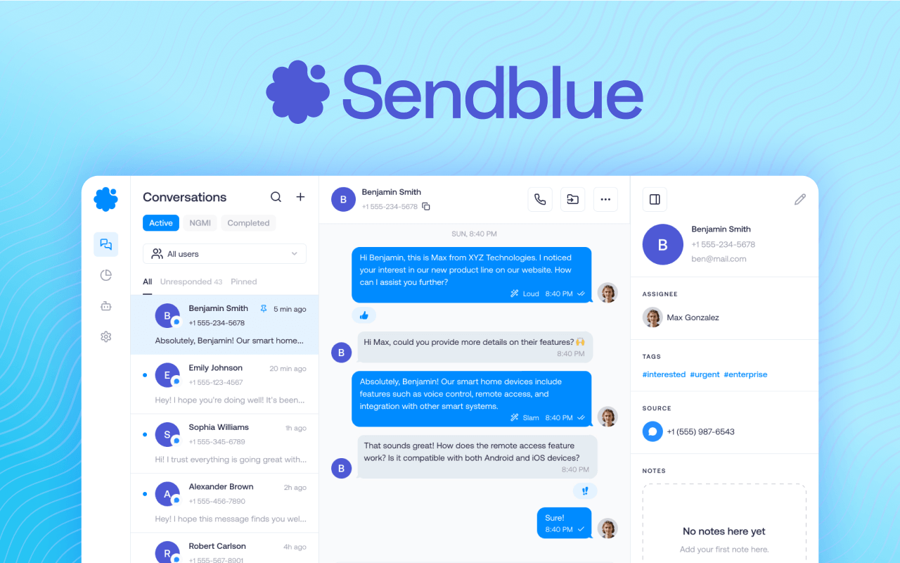 Sendblue Screenshot