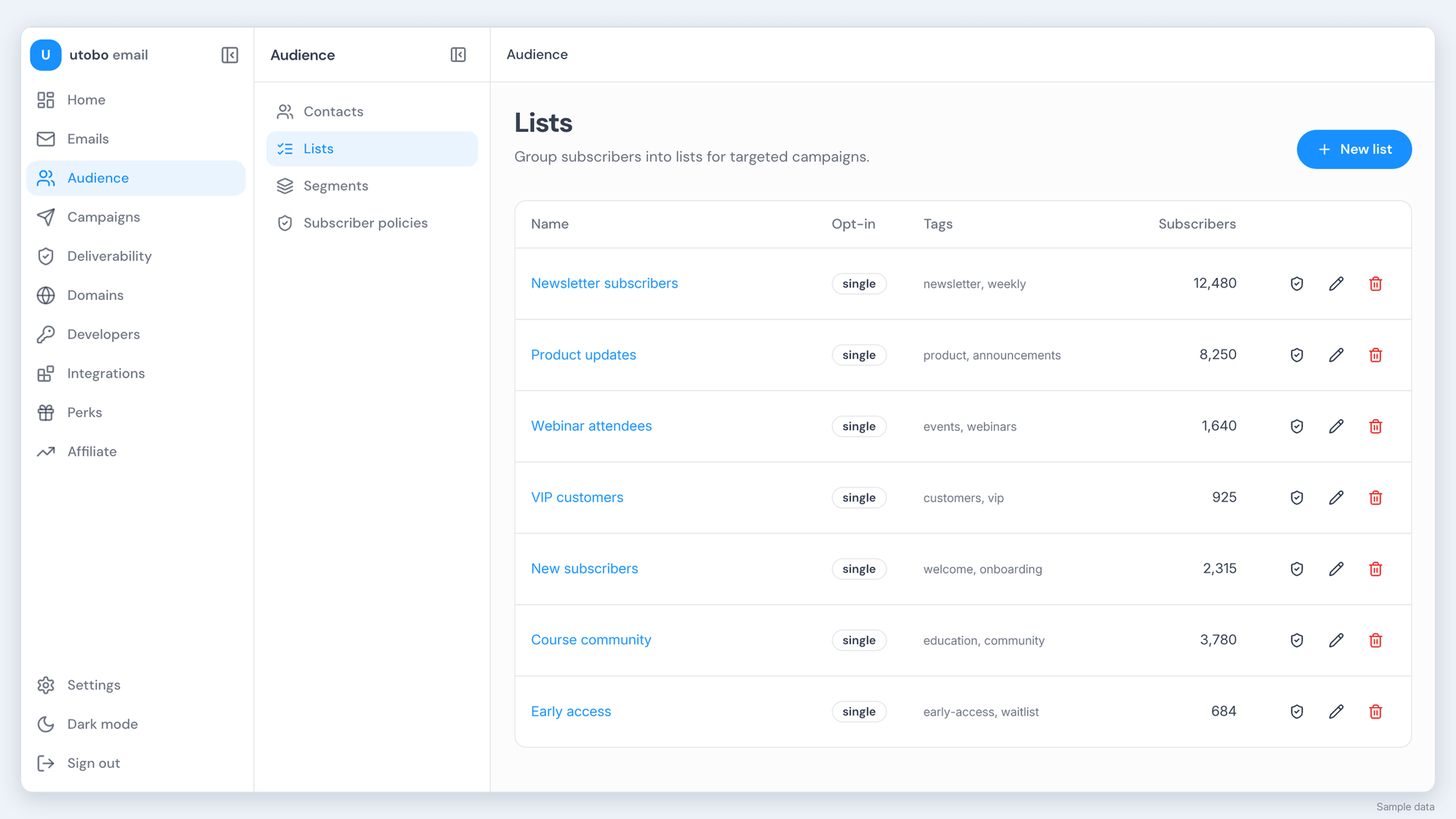 Utobo Email Screenshot