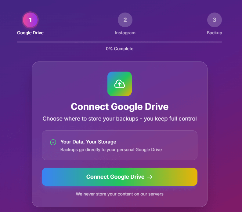 Vaulto Instagram Backup Screenshot