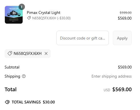 Pimax Crystal Light coupon