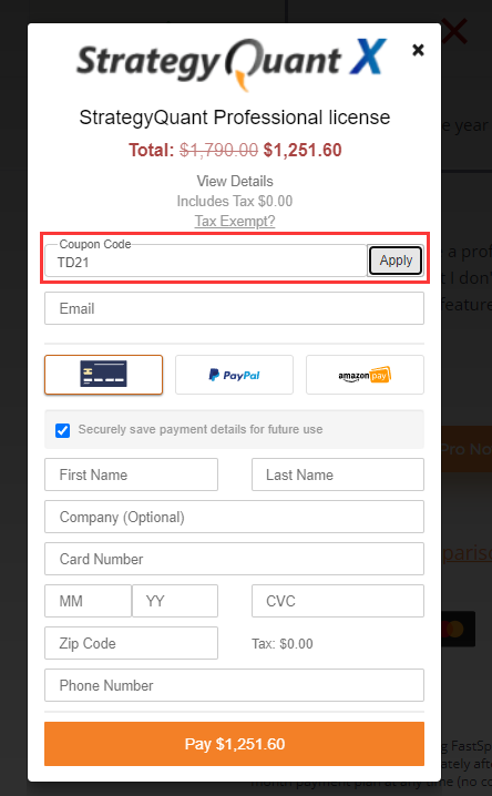 StrategyQuant X coupon