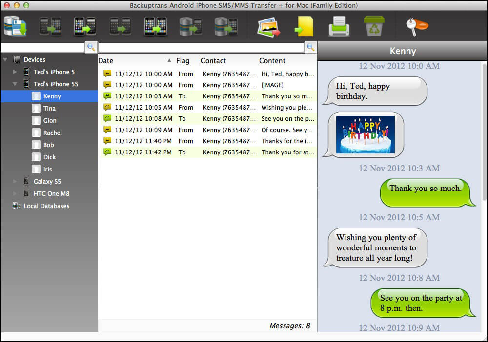 Backuptrans Android iPhone SMS/MMS Transfer + Screenshot