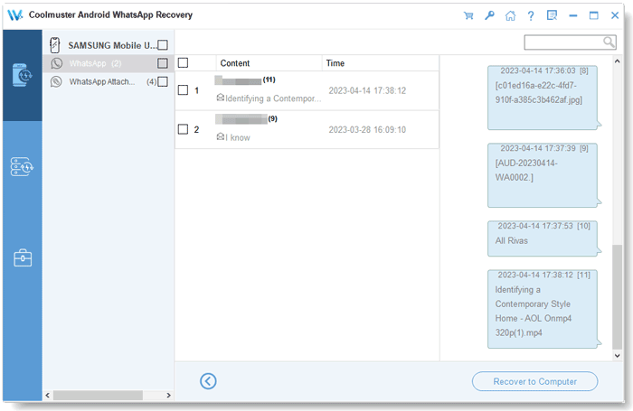 Coolmuster Android WhatsApp Recovery Screenshot