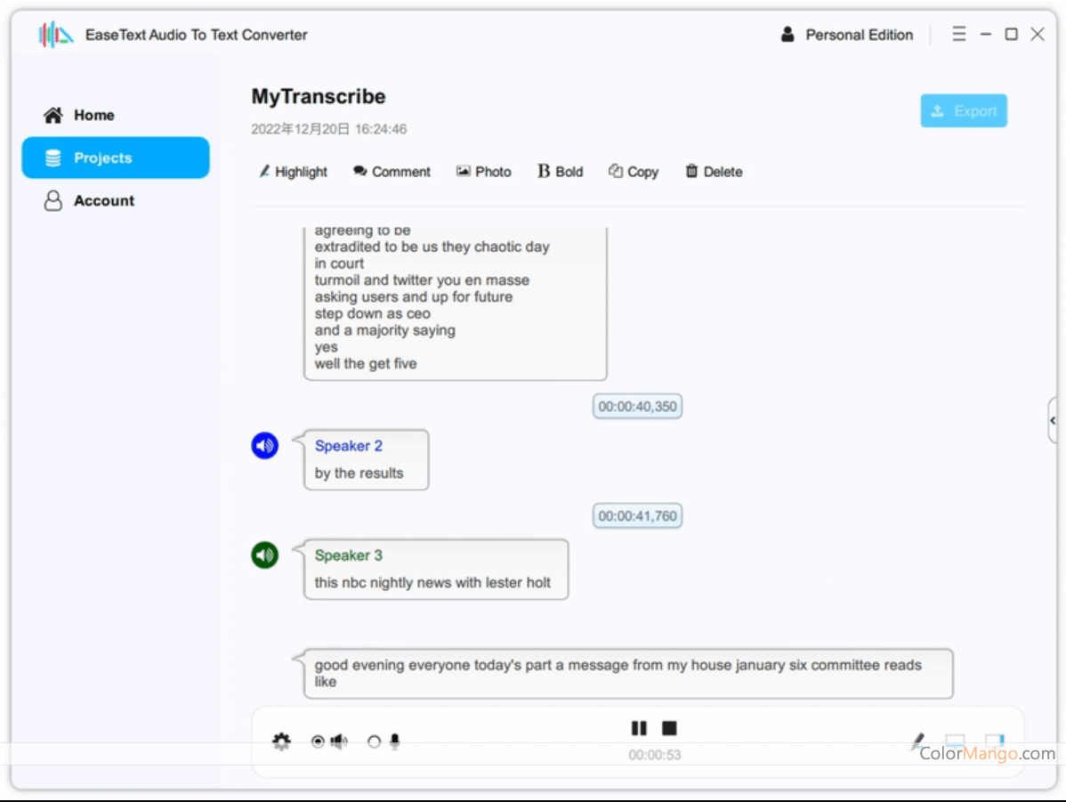EaseText Audio to Text Converter Screenshot