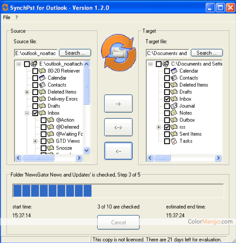 SynchPST for Outlook Screenshot